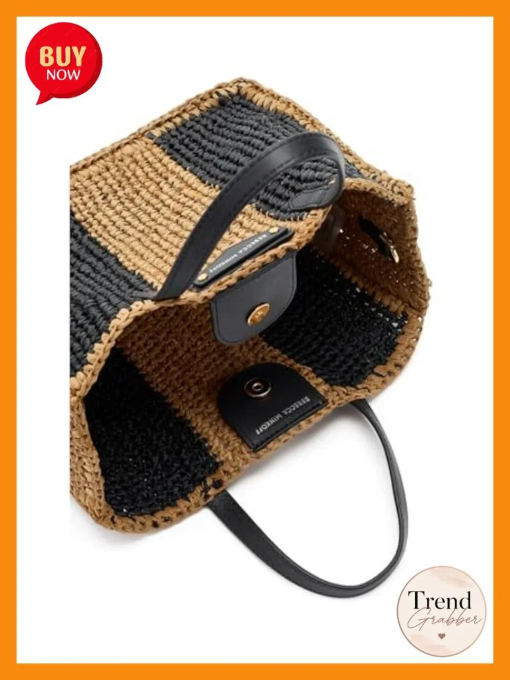 Straw Mini Tote with Magnetic Snap Closure